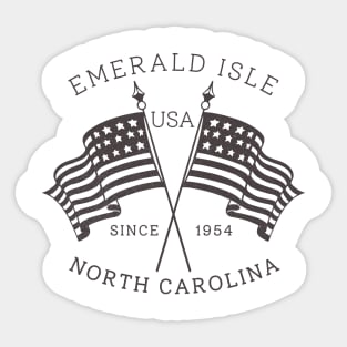 Emerald Isle, NC Summertime Vacationing Patriotic Flags Sticker